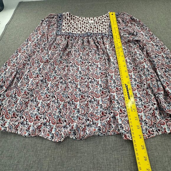 GAP Cottage Core‎ Blouse Long Balloon Sleeve Medium Paisley Top Relaxed Fit - Picture 5 of 11
